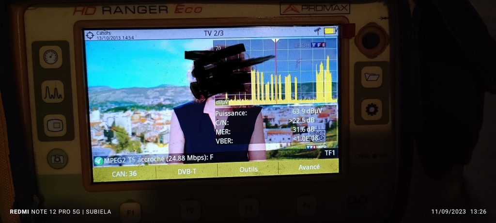Vérification de la réception TNT DVB-T avec l'analyseur PROMAX HD Ranger Eco